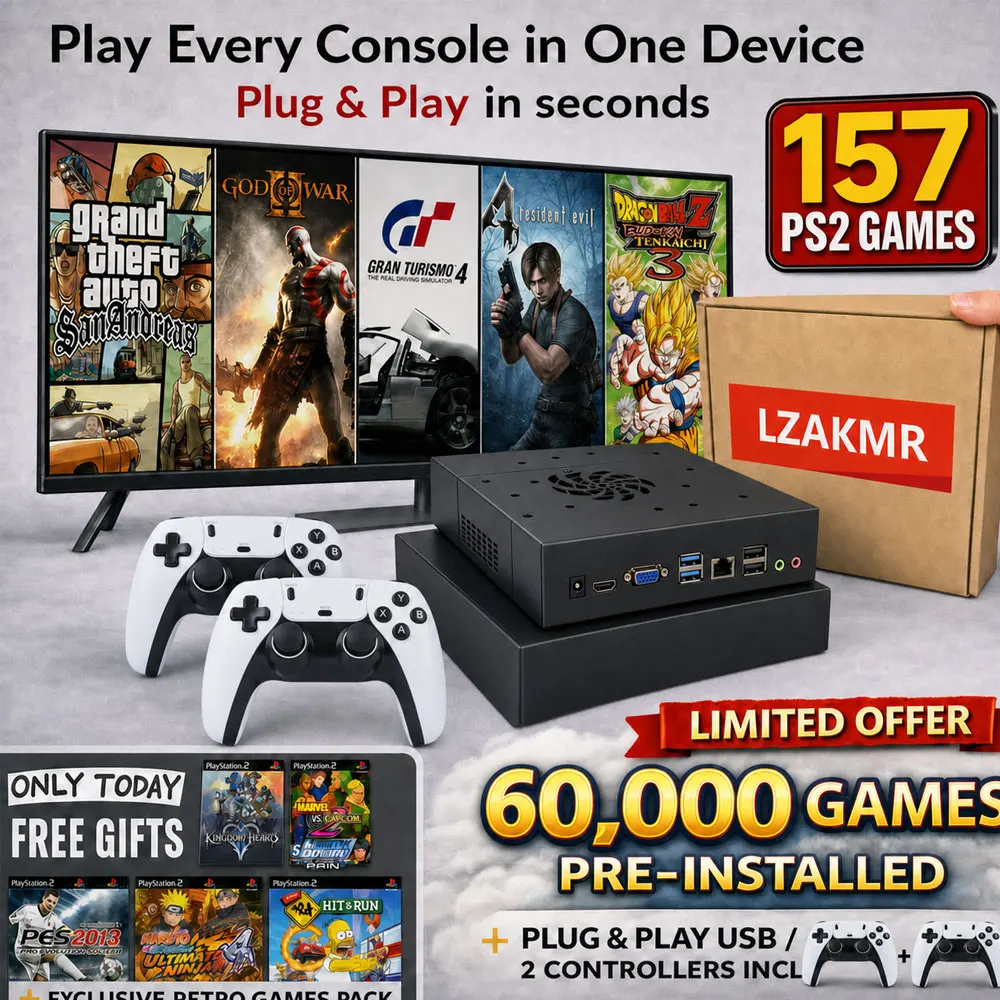 157 PS2 Games!Plug&Play on TV Gaming Device 70000+ Games for Wii PS2 DC PSP NGC N64 500G Loaded X88 Console Win11 and Batocera