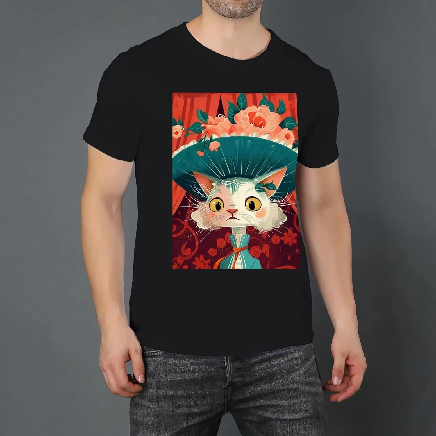 T-Shirt for Men and Women Shirts Soft LightweightShort Sleeve Daily Casual for Friends FamilyCat