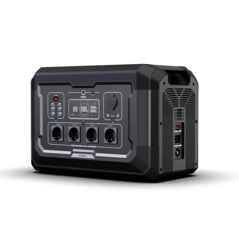 2500 Watt Outdoor Solar System 2048WH Portable Power Station Lifepo4 Portable Solar Generator