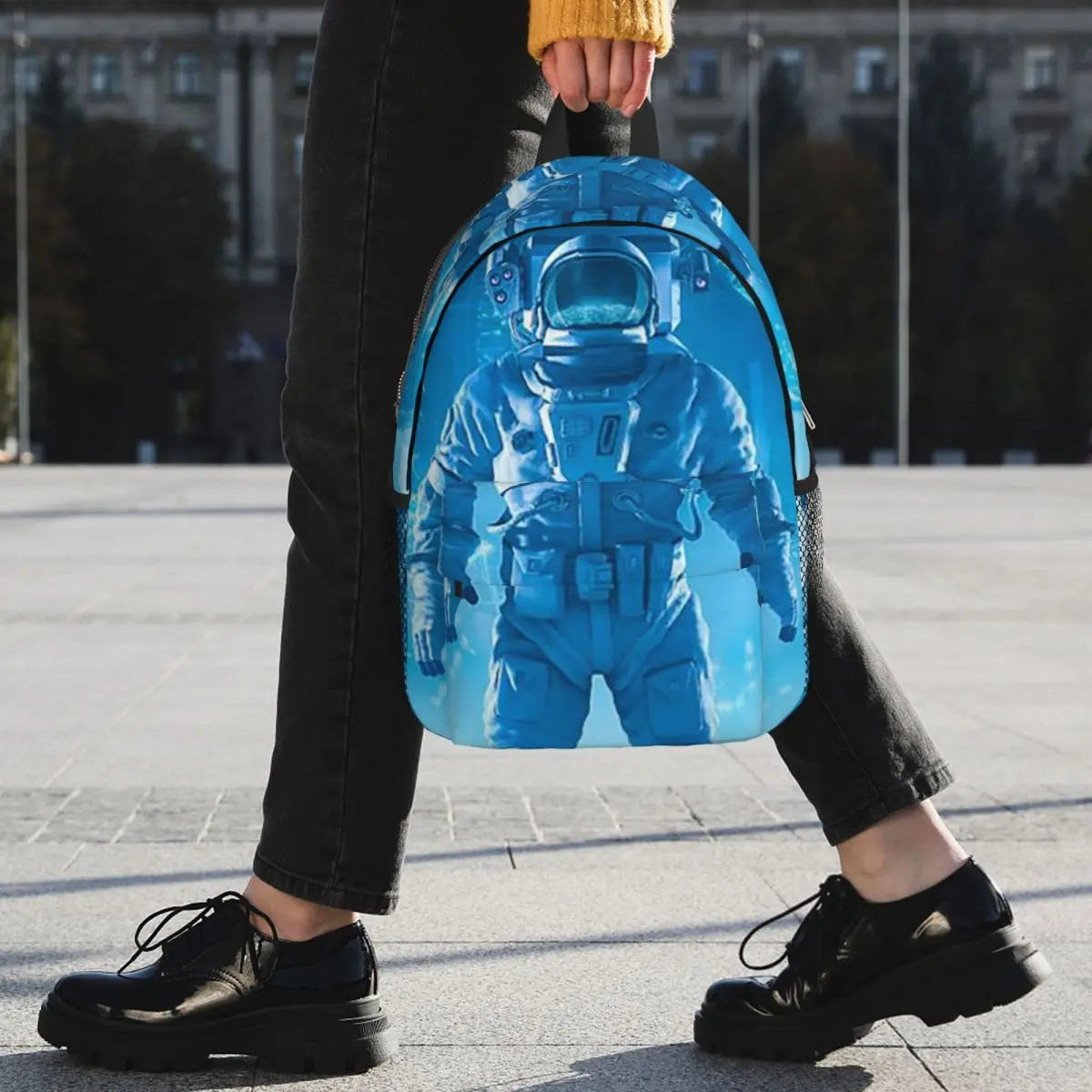 Futuristic Astronaut Glowing Blue Backpack Student BookBag Kids School Bag Computer Shoulder Bags for Boys Girls
