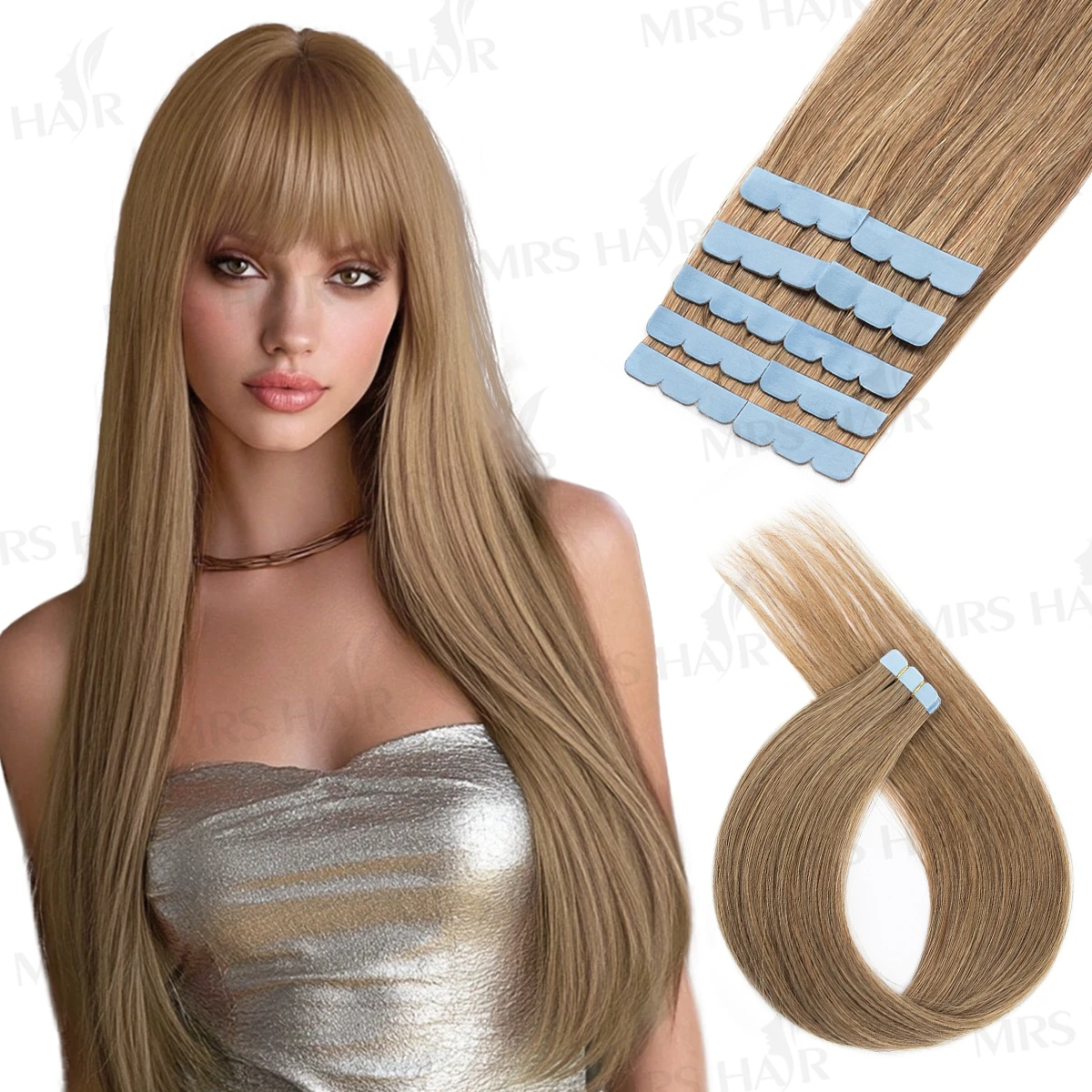 

Наращивание волос на лентах 06 Mini Tape In, натуральные волосы, машинная работа, прямые, для боковых прядей, на лентах Skin Weft, 10 шт.