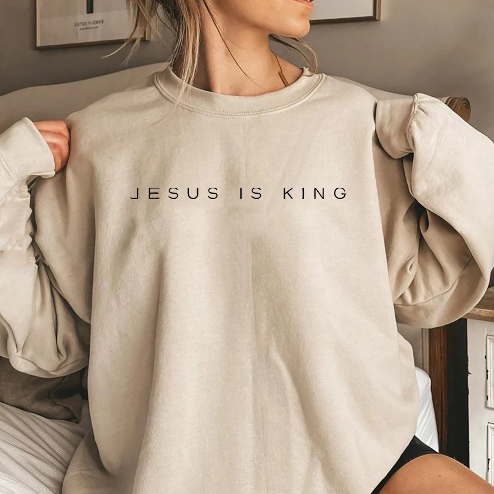 Jesus ist König Sweatshirt Jesus Shirt Christian Apparel Christian Pullover Christian Streetwear Langarm Sweatshirts