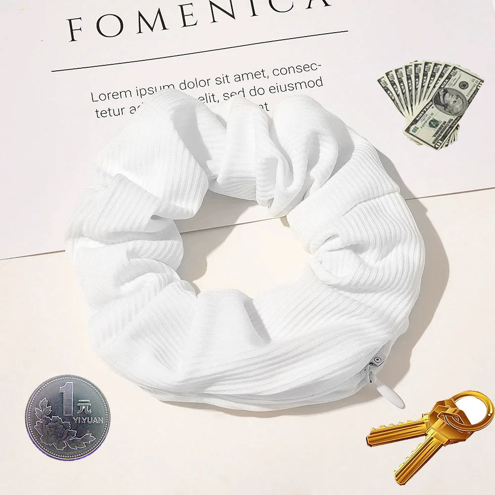 Summer Hair Tie With Zipper Hidden Compartment Storage Safe Box Soft Headband For Outdoor Travel Hide Keys Cash Jewelry Gifts