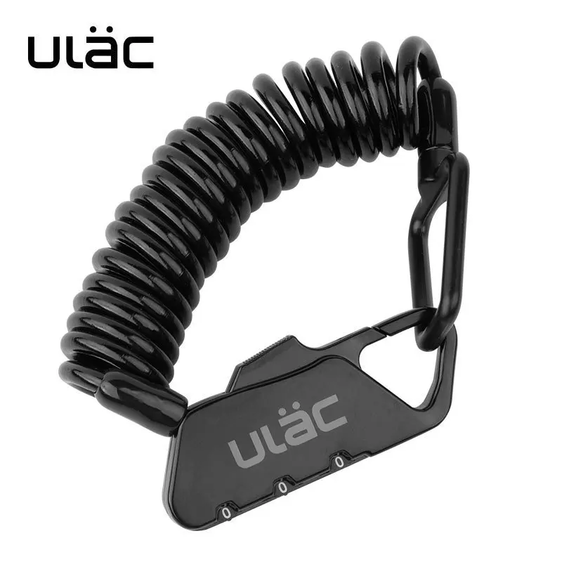 ULAC Bicycle Lightweight Size Portable Combo Lock 1.2m Extended Spiral Cable 3 Digits Combination Resettable Bike Accessories