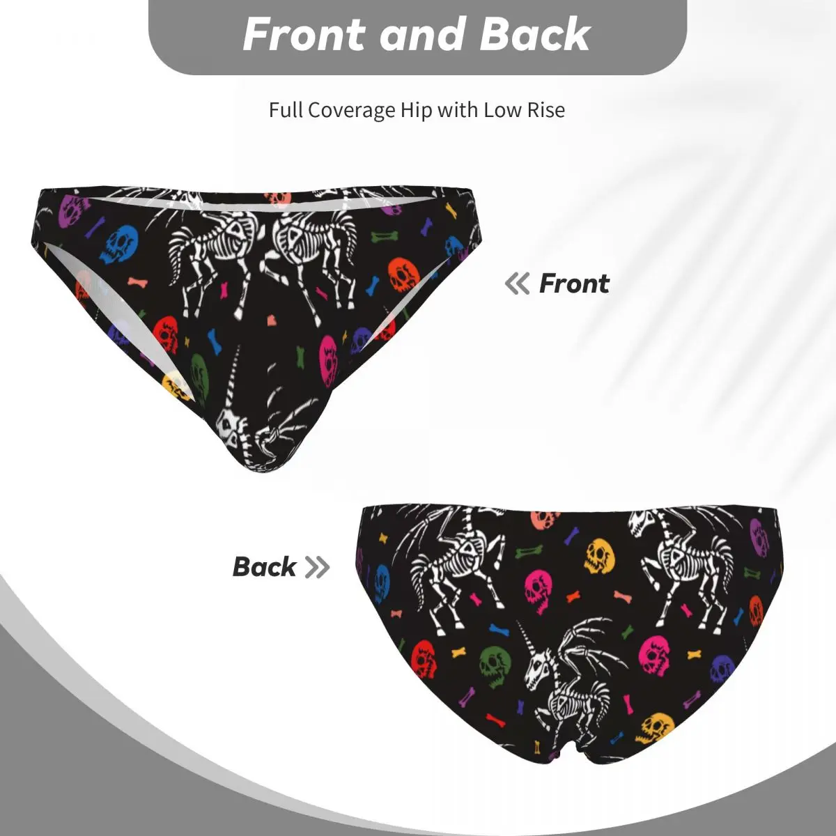 Men's Panties Man Briefs Multicolored Human Skulls And Bones Unicorn With Wings Sexy Underwear Male Bikini Underpants - view 5