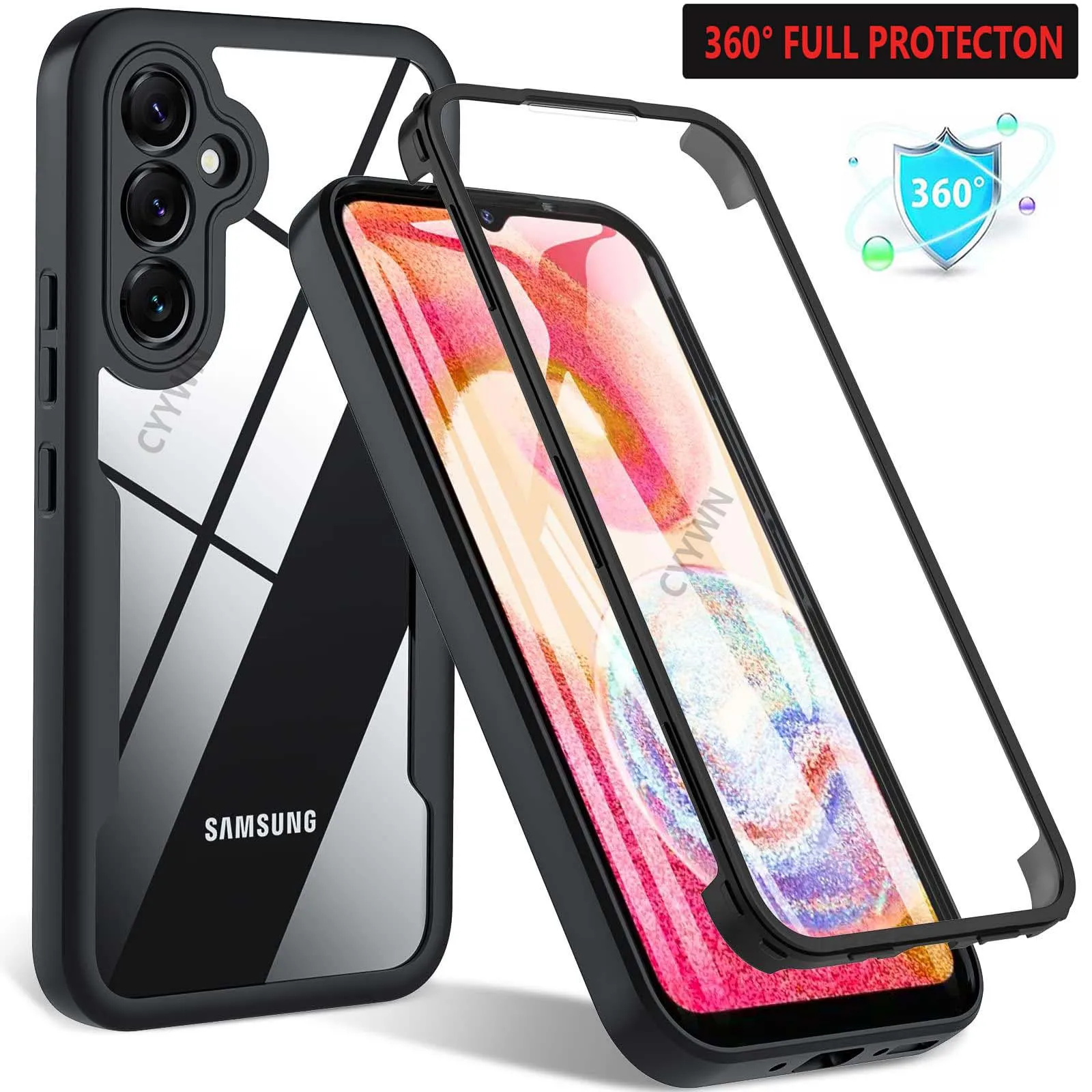 360 Full Body Screen Protector Transparent Case For Samsung A07 A17 A06 A16 A05S A15 A14 A26 A36 A56 A25 A55 A35 A54 Shockproof