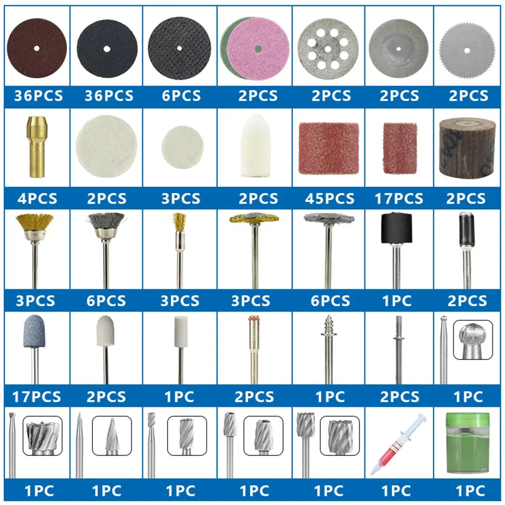 Abrasive Tools Accessories Set 218pcs Sanding Polishing Grinding Cutting Rotary Tool Accessory for Dremel Bit