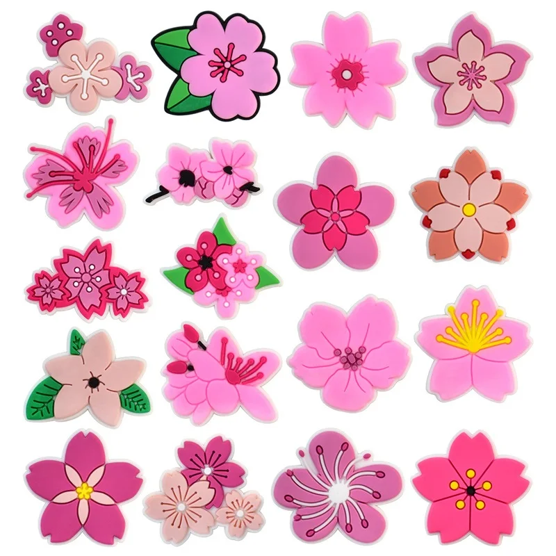 

Cute Pink Flower Shoe Charms for Crocs Pin Accessories Decoration Bracelet Wristband PVC Pin Women Party Gifts