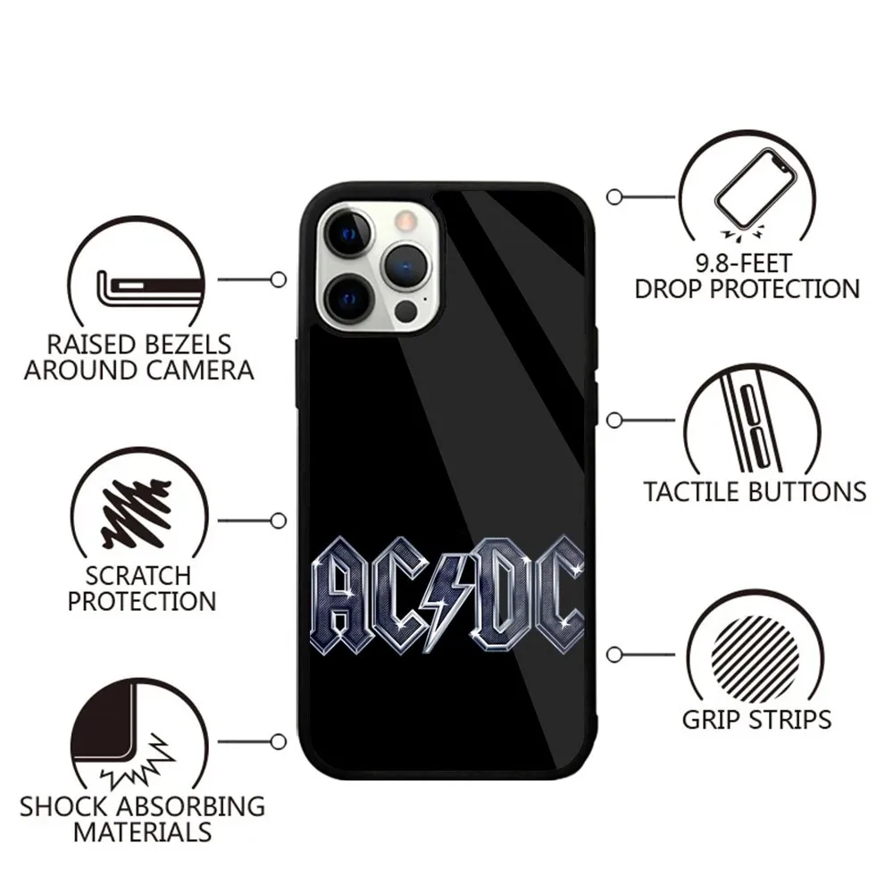 Music A-AC-DC Cool Phone Case For iPhone 15,14,13,12,11,Plus,Pro,Max Mini Magsafe Magnetic Wireless Charging