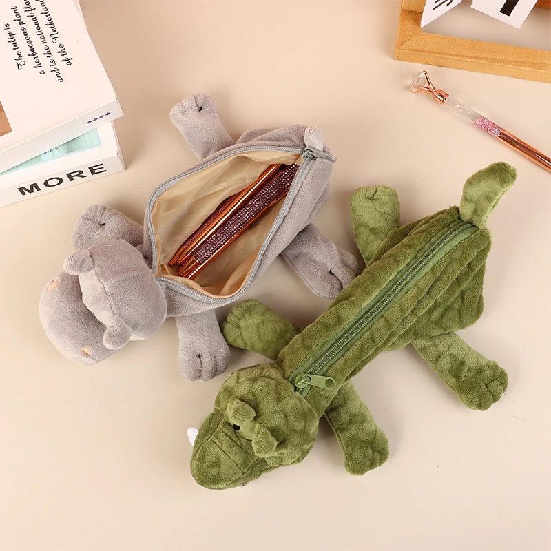 Cartoon Animal Pencil Case Lion Tiger Bear Plush Doll Pen Pouch Cosmetic Bag Desktop Storage Bag School Supplies Stationery Box