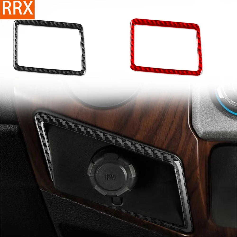 For Ford F-250 350 450 550 F-650 750 2011-2016 Real Carbon Fiber Stickers Center Power Socket Panel Car Accessories decorative