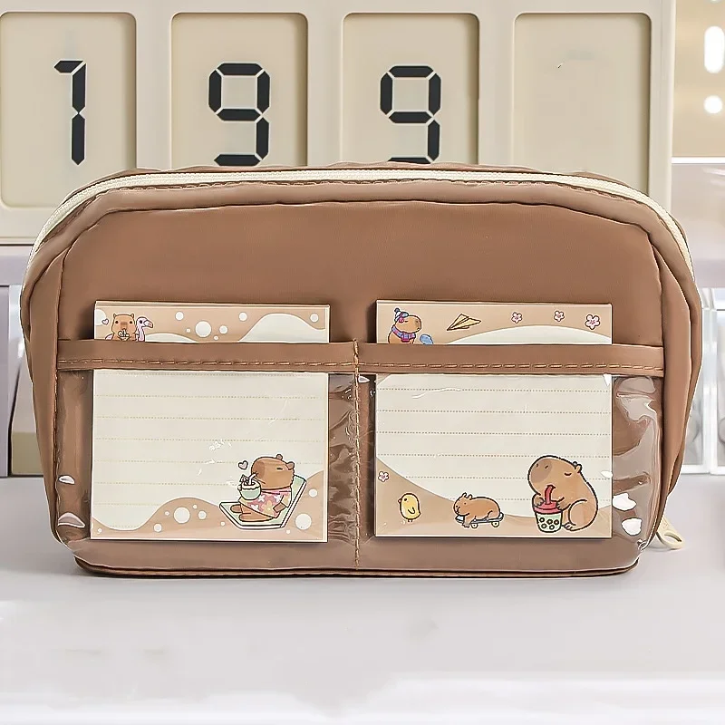 Large Capacity Cute Canvas Pencil Case  Aesthetic Minimalist Pen Bag for School Soft Marshmallow Kawaii Stationery Organizer Bag