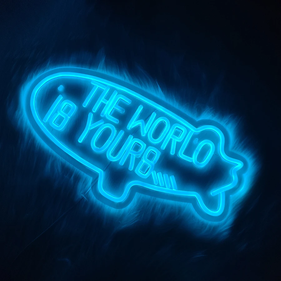 The World Is Your Neon Sign, Airship Led Icon Light, Plug And Play, Bedroom, Game Room, Man Cave, Family Bar, Wedding Wall Decor - view 5
