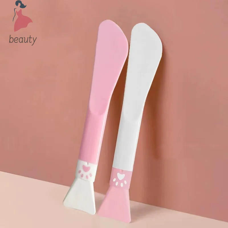 Brosse de masque facial en silicone à double tête avec grattoir intégré, anciers d'arrête de boue, outil de beauté bricolage, 2 en 1, mignon, utilisation pour les touristes