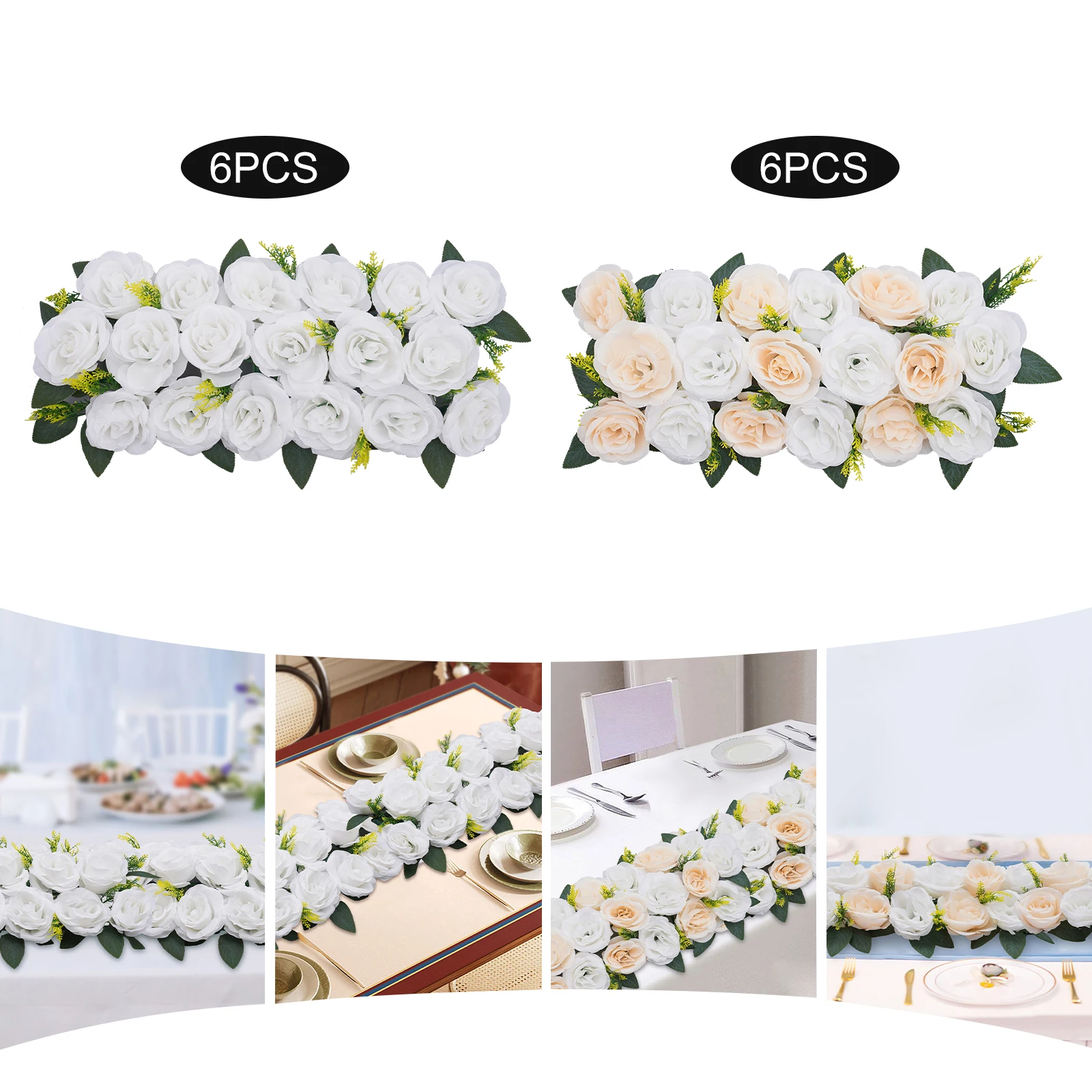 6pcs Wedding Dining Table Flowers(Four Selectable Colors) for Party Kitchen Living Room Reception Table Decor