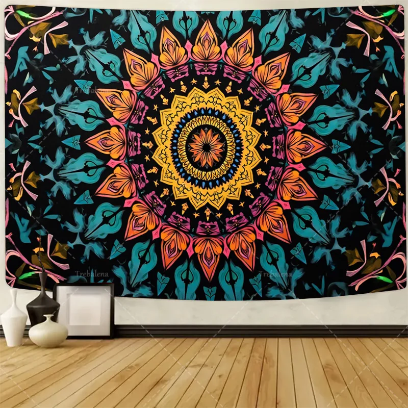 

1pc Wall Tapestry Boho Mandala Tapestry - Vibrant Floral Design for Wall Decor