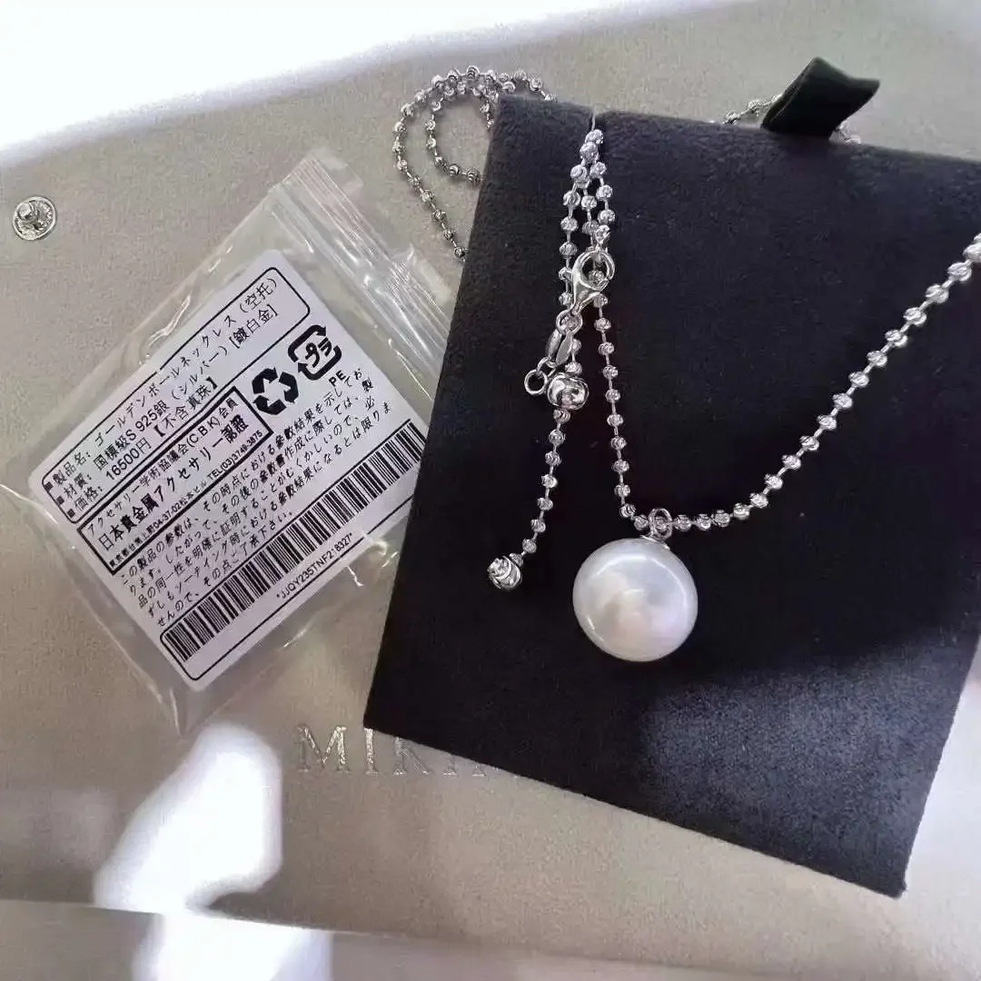 

Imported diamond chain with 12mm high-quality natural freshwater Edison pearl necklace Women's pendant pearl necklace