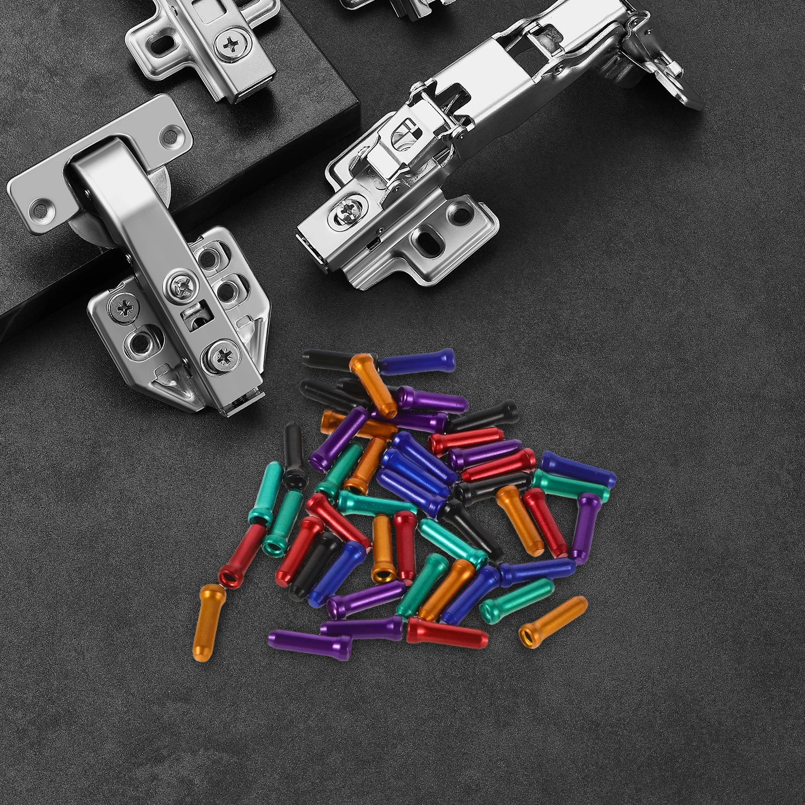 48pcs Bike Cable End Caps Aluminum Alloy Colorful Universal Fit For Road Mountain Brake Gear Cables Durable Lightweight 6 Colors