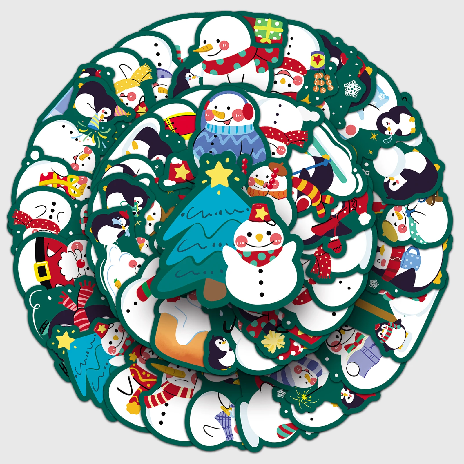 

50Pcs Snowman series Cartoon Cute Waterproof Sticker Skateboarding Snowboard Retro Vinyl home decal Sticker
