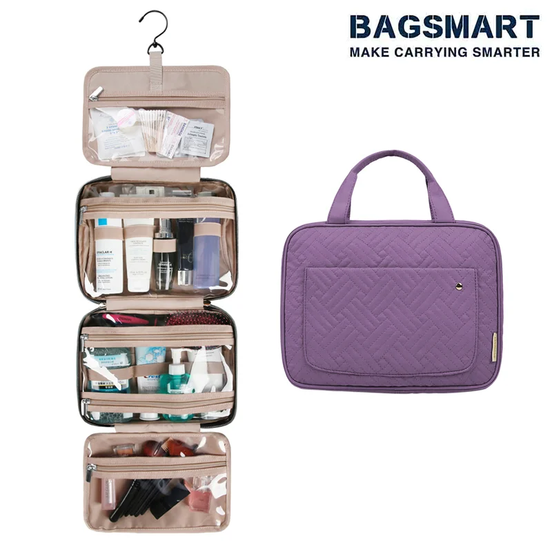 

BAGSMART Toiletry Bag Travel Bag with Hanging Hook Waterproof Makeup Cosmetic Bag Travel Organizer for Accessories Toiletries