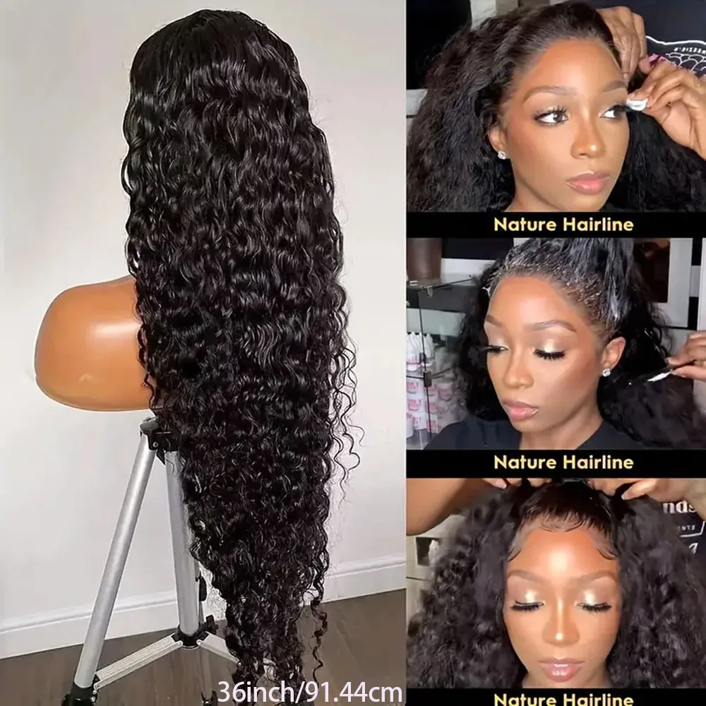 Pelucas frontales de encaje ondulado rizado 13x4, pelucas precortadas sin pegamento de Color Natural prearrancadas con pelo de bebé, pelucas frontales de encaje transparente HD