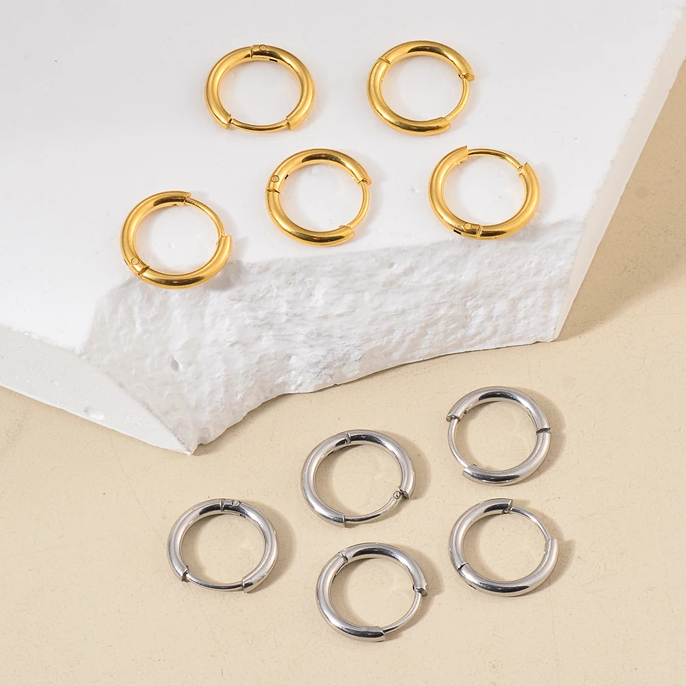 Großhandel 10 Stück/Los (5 Paare) Edelstahl 2mm Draht-Creolen Damen-Ohrringe Herren-Punk-Hiphop-Schmuck Geschenke Modeschmuck – Detail 3