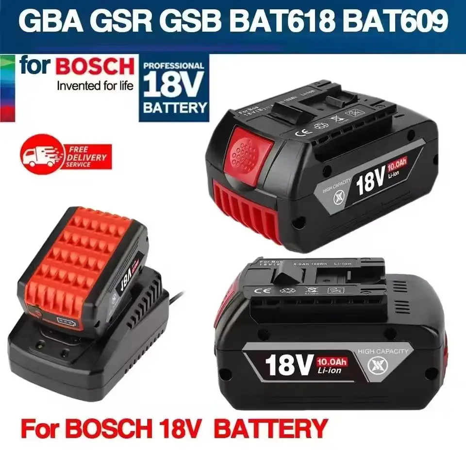 ل Bosch18V 6.0Ah/8.0Ah/10.0Ah بطارية ليثيوم أيون قابلة للشحن بطارية قابلة للاستبدال ل BAT609 BAT609G BAT618 BAT618G BAT614 شاحن