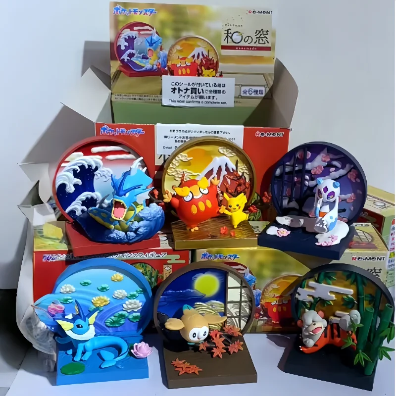

In Stock Re-Ment Genuine Pokemon Japanese Style Windows Miniature Scene Trendy Collecte Action Model Ornament Gifts Blind Box