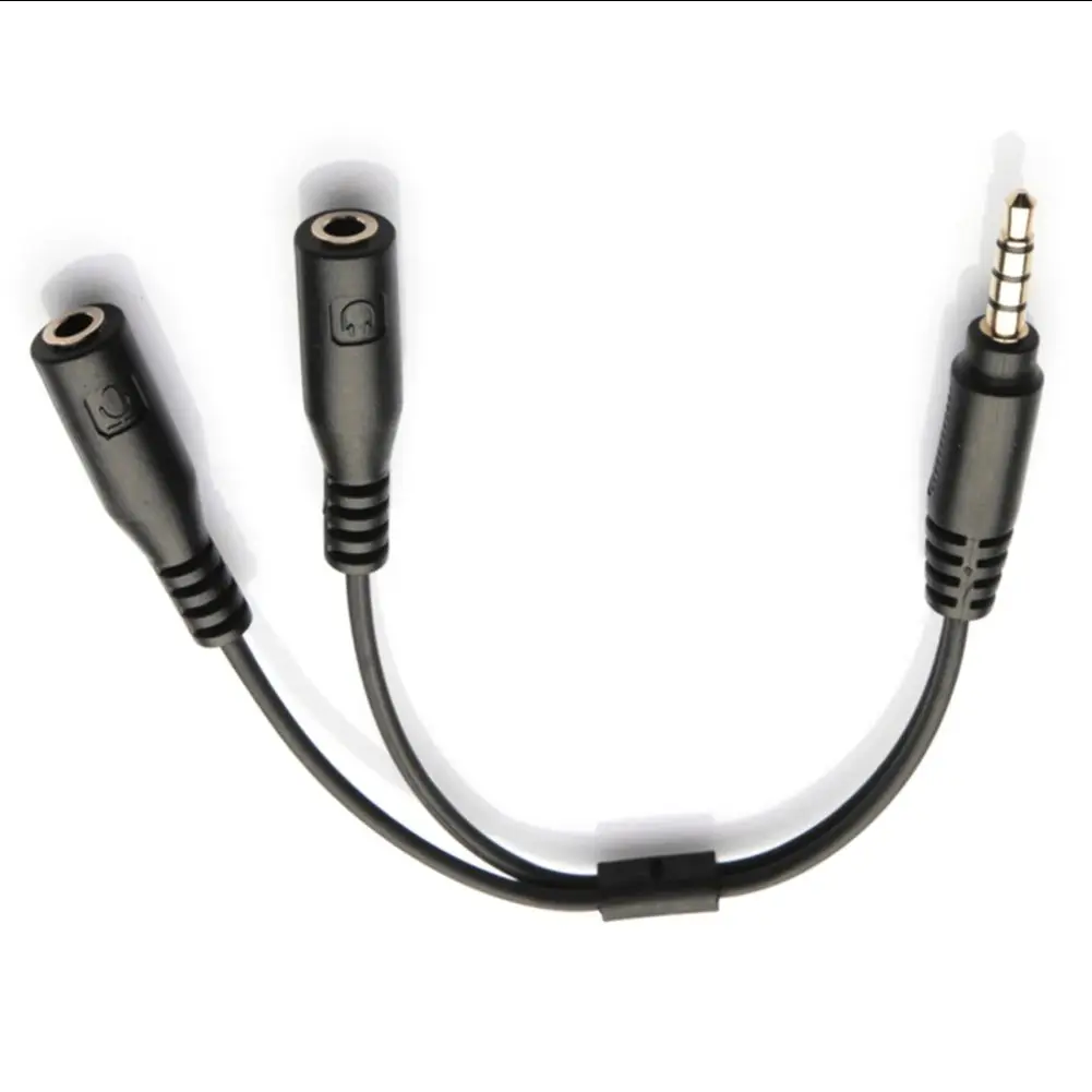 3.5mm Headset Splitter Adapter Cable TRRS 3.5 Male to Dual TRS Female Jack Mic Headphone Audio Extension Cord for Computer Phone