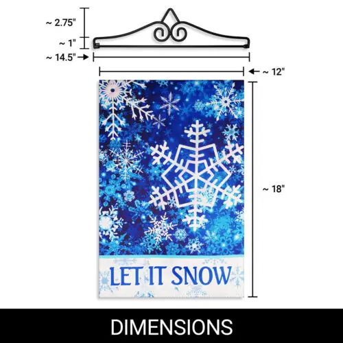 Hanger 14IN & Garden Flag Let It Snow Snowflakes 12x18IN Printed DS Blockout