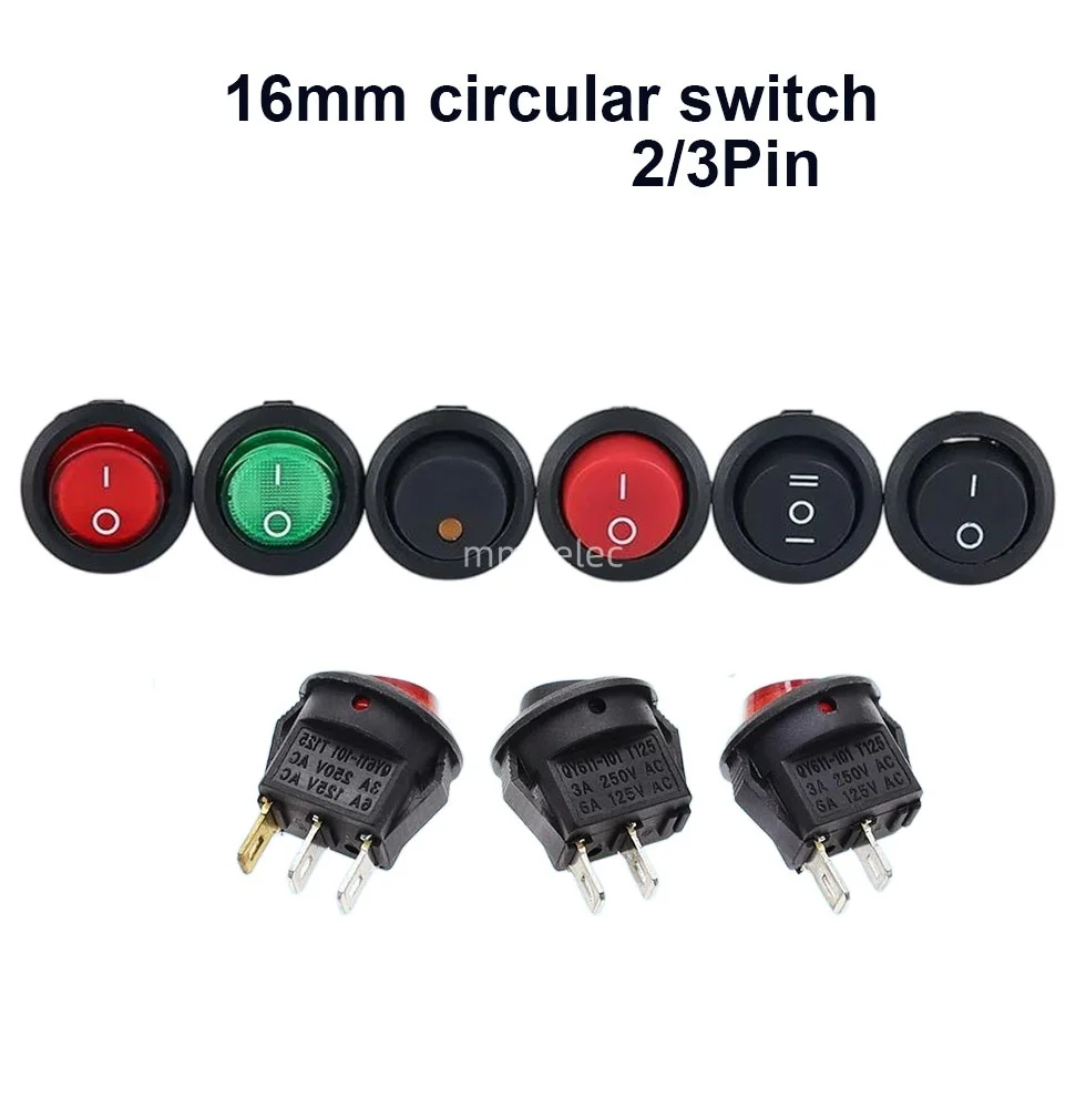 2PCS KCD1-105 three legged light opening 20MM circular boat shaped switch red 3-legged 2-step boat shaped switch