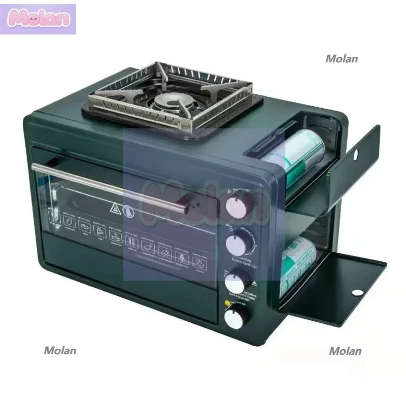 

Household Multifunctional Outdoor Gas Pizza Oven Camping Gas Stove 2-in-1 Box Oven Portable Small Baking Oven