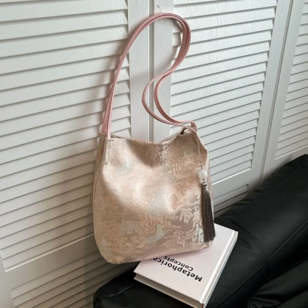 

Милая элегантная сумка на плечо в китайском стиле из ткани с подвеской и вышивкой, изысканная модная женская сумка с принтом ханьфу