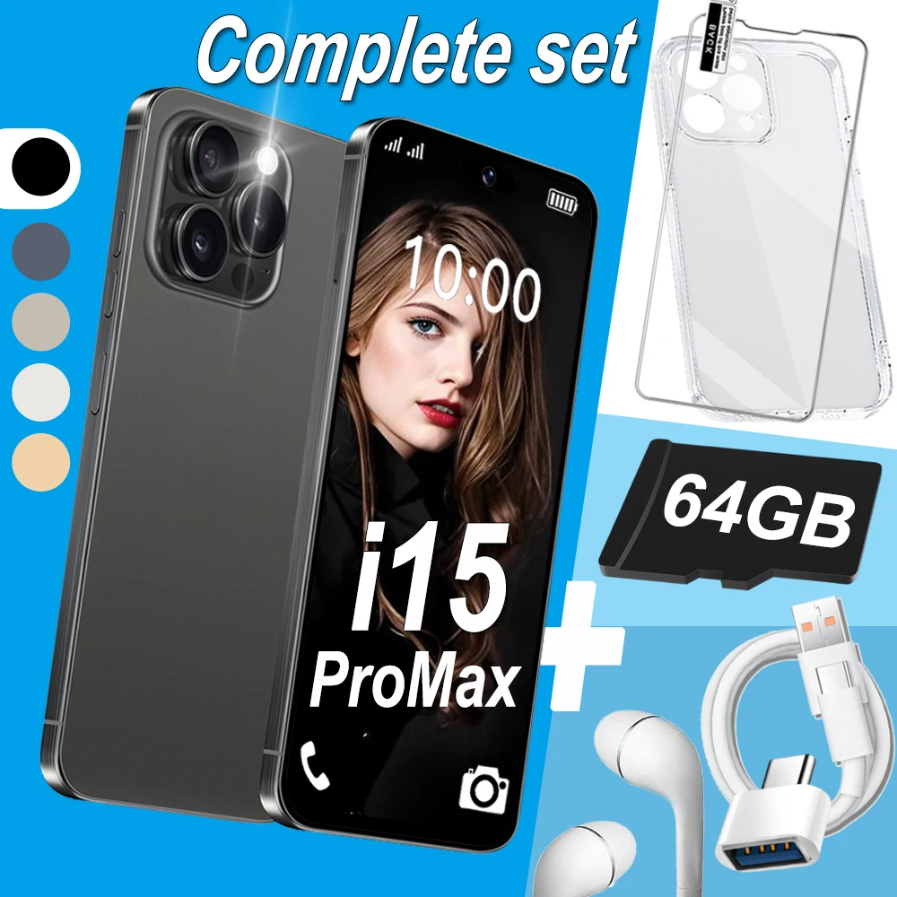 i15 Pro Max Smartphone and 64GB TF Set for Android 13, 6.8