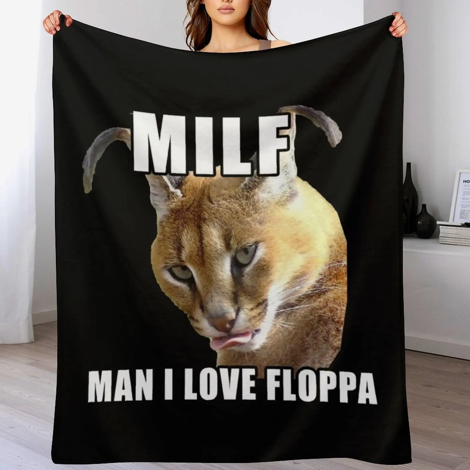 New Man I love big floppa meme Big floppa baby caracal Throw Blanket Thermals For Travel Fashion Sofas Blankets