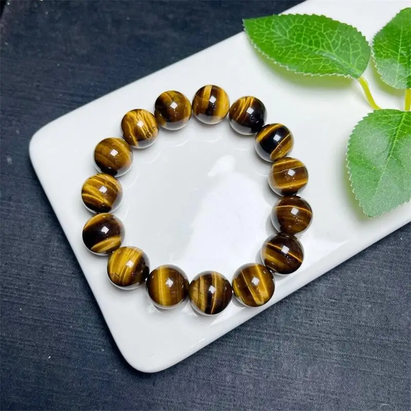 Natural Yellow Tiger Eye Stone Bracelet Crystal Yoga Reiki Healing Stretch Female Holiday Gift 1PCS 10/12/14MM