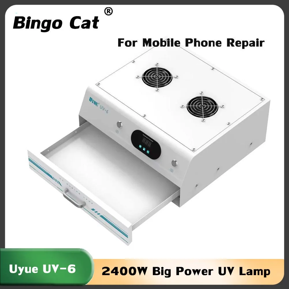 UYUE Big Power 2400W  UV Lamp Curing Box No Wave Bubble Back Solution For Samsung Curved Edge Screen Glass OCA LCD Screen Repair