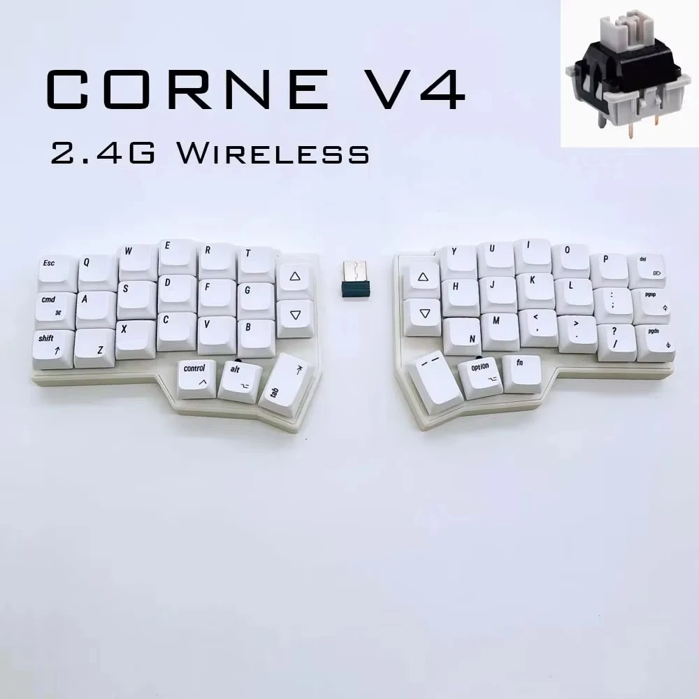 CORNE V4 2.4G Wireless Split Keyboard Split Mechanical Keyboard Hot Swap Corne Wireless Customized Support VIAL Ergonomic 46key