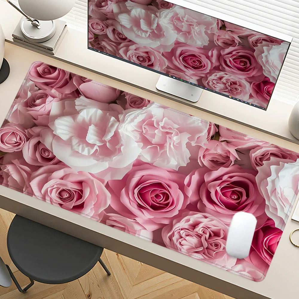 

Color Flowers Mouse Pad Large Desk Accessories Desk Pad Rubber Base with Stitched Edge Mousepad Non-Slip Mousepad for Office