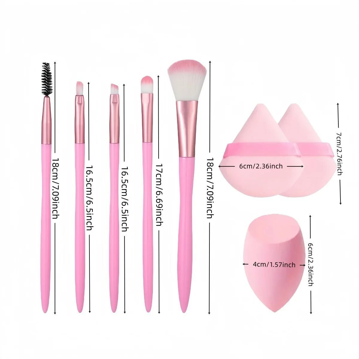 Ensemble de pinceaux de maquillage 8 pièces, avec éponge de mélangeur de beauté et bouffée de poudre en éventail, Kit d'outils cosmétiques professionnels