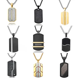 Stainless Steel Dog Tag Pendant Necklace for Men Boyfriend Charm Link Chain Male Punk Jewelry Dropshipping