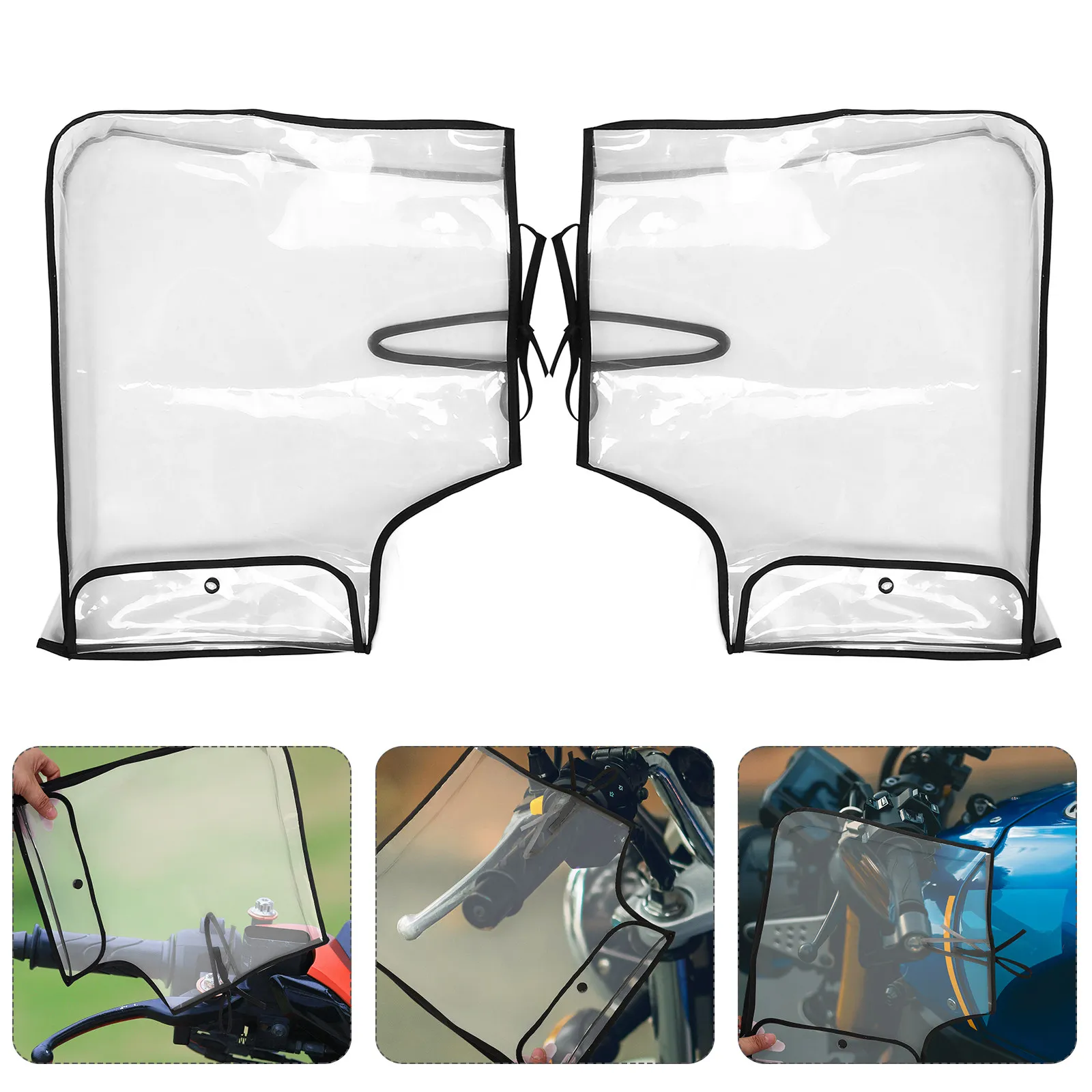 

1 Pair Motorcycle Handlebar Covers Oversized Windproof Waterproof Hand Warmer Mitts Big Mouth Transparent Motorbike Handlebar
