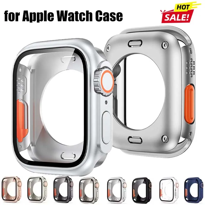 Screen Protector Cover for Apple Watch 46mm 45mm 40mm 42mm Hard PC Front Rear Bumper Case for Iwatch 12 11 10 9 Change To Ultra