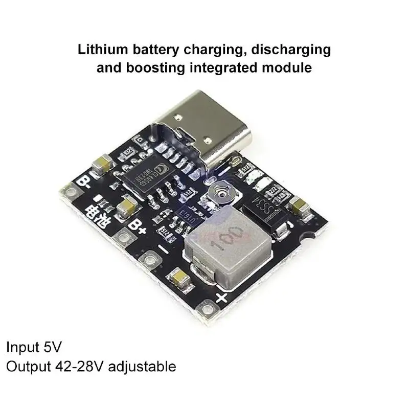 1Pcs Type-C Booster Converter Module 18650 Lithium Battery Charging Discharging Board 3.7V To 5/9V 2A DC-DC Step Up Boost Module