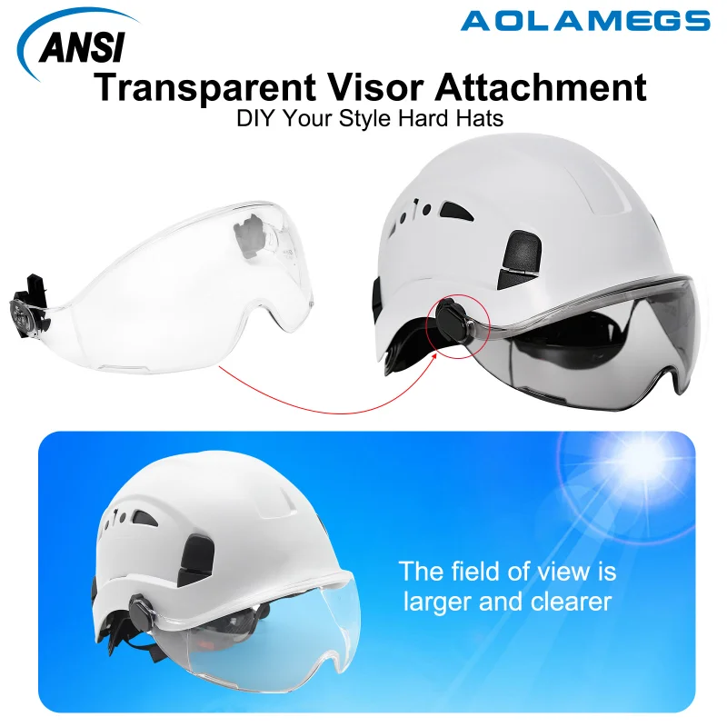 Construction Safety Helmet With Goggles Visor High Quality ABS Hard Hat Light ANSI Industrial Work Head Protection Rescue CR08