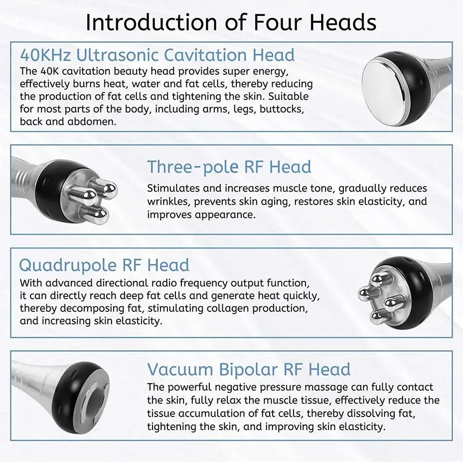 FAZJEUNE 4IN1 Skin Care เครื่องมืออุปกรณ์ความงามผิวกระชับเครื่องนวดหน้า 40K Cavitation Ultrasonic Body Slimming Machine