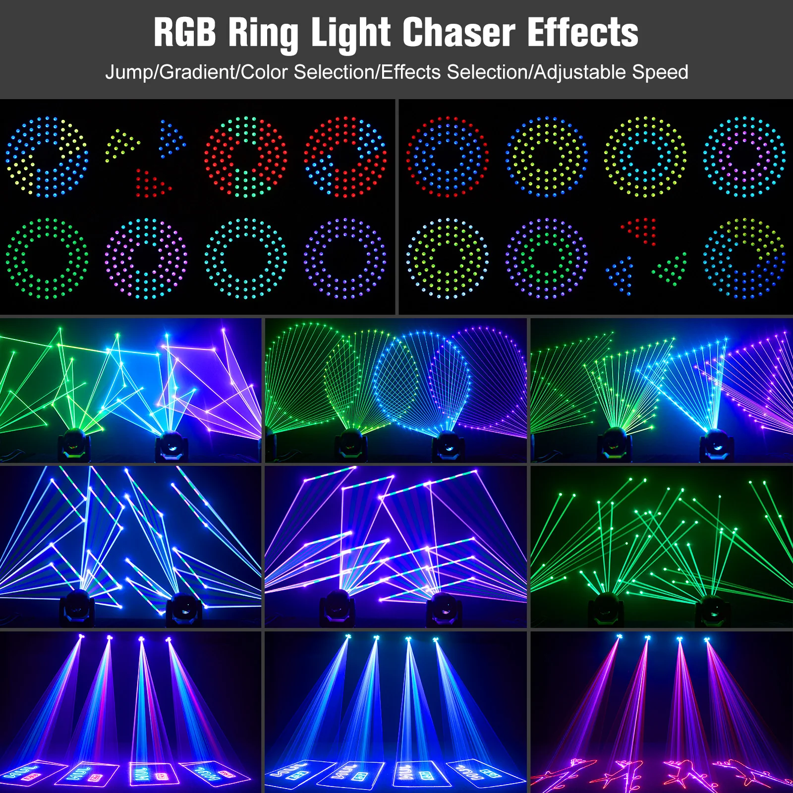 

DayFlicker 2 шт. 120 Вт RGB-проектор с Bluetooth-приложением DMX512 Голосовое управление 28 каналов для DJ-этап с 100+ динамическими эффектами