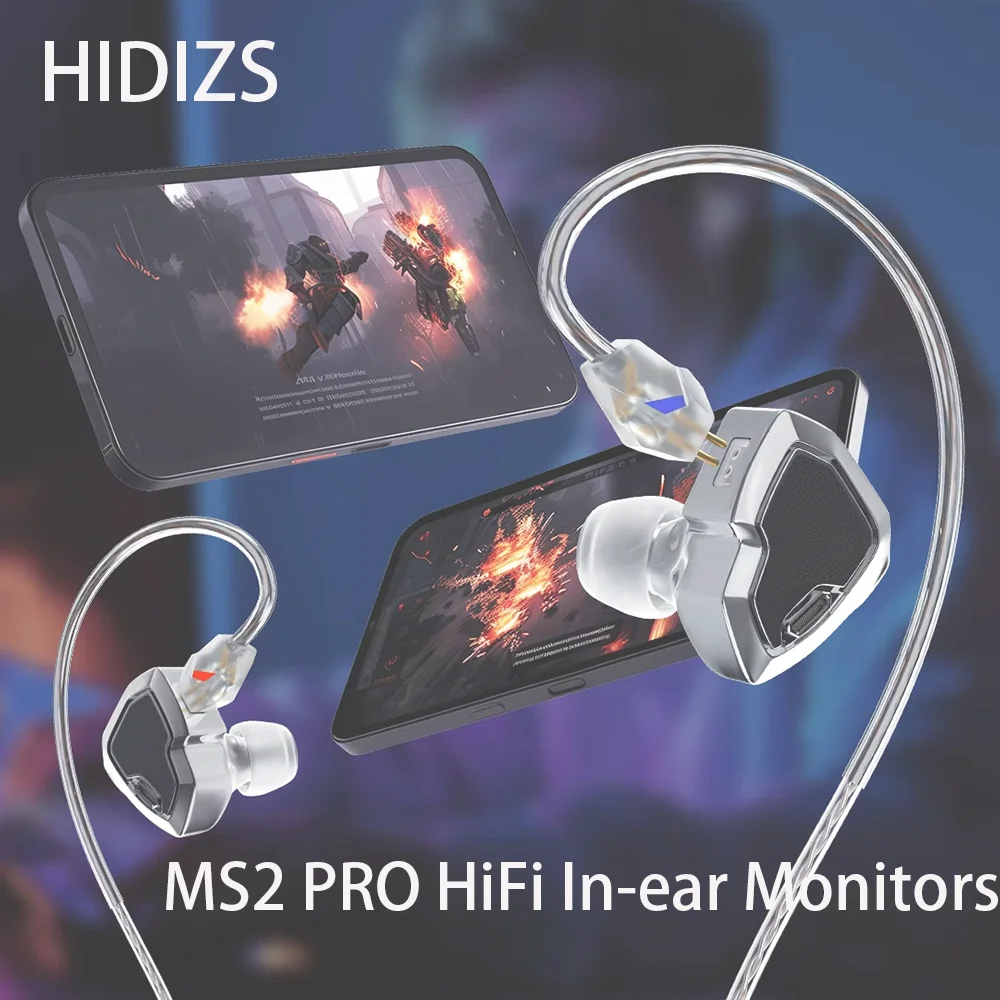 HIDIZS MS2 PRO Hybrid IEM 1BA + 1DD Moniteurs intra-auriculaires HiFi Audio haute r�solution �couteurs filaires 0,78 mm