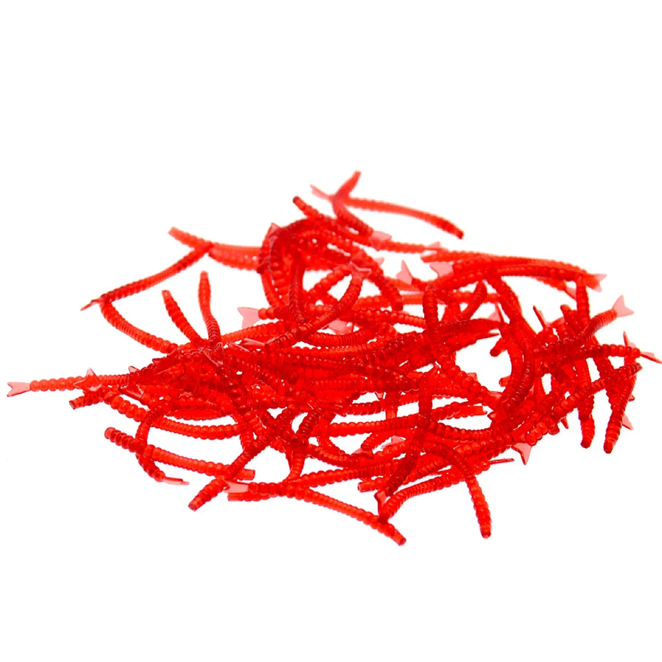 50PCS/Lot Smell red worm lures Red Earthworm Maggot Soft Plastic Fishing Lure Artficial Bait Bionic Worm Fishy smell for Fishing