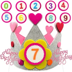 Kids Felt Birthday Crown Hat For Girls & Boys 1-9 Years Customized Adjustable Size Handmade Birthday Party Hats